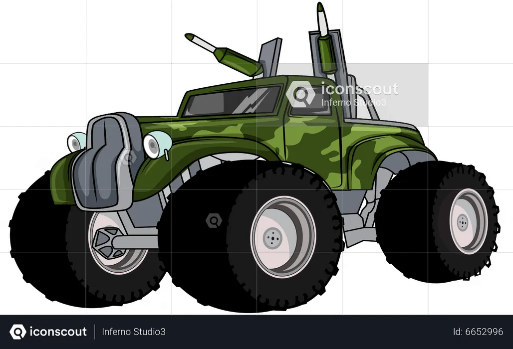 Army monster truck car  Illustration