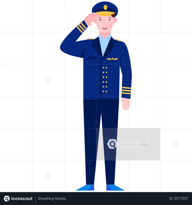 Army Officer Saluting  Illustration
