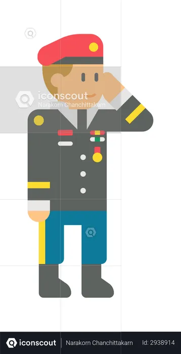 Army officer saluting  Illustration