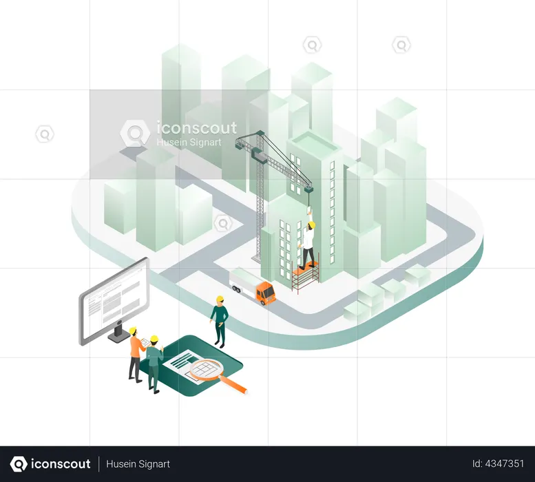 Arquitecto haciendo inspección en el sitio  Ilustración