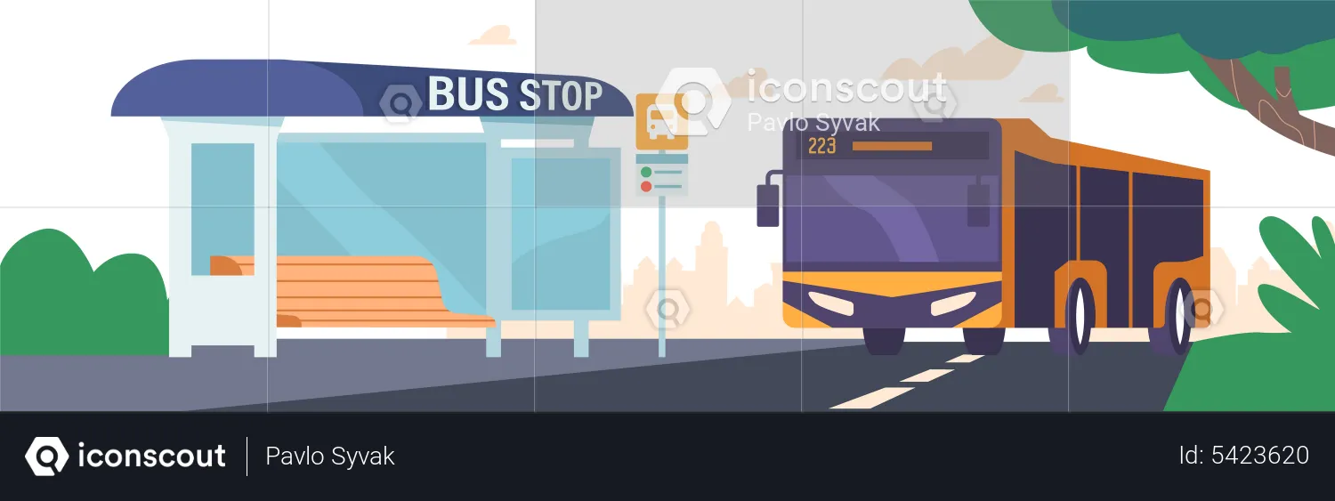 Arrêt de bus  Illustration