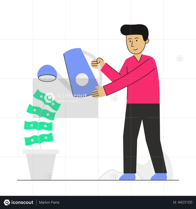 Arrosage d'une usine d'investissement  Illustration