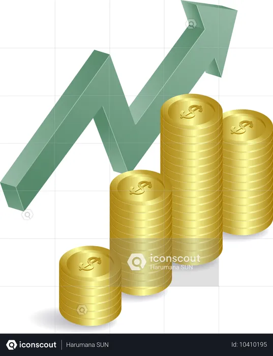 Arrow money growth symbol  Illustration