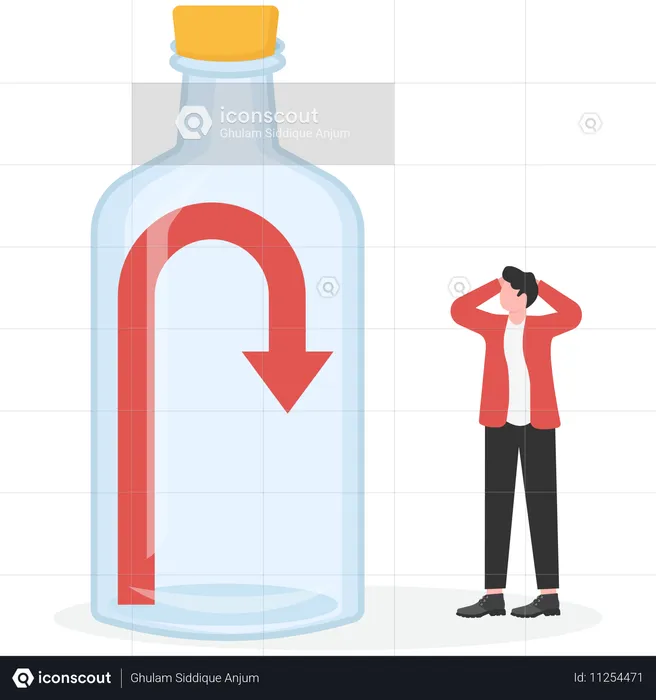 Arrows growing inside airtight tank prohibited by corks  Illustration