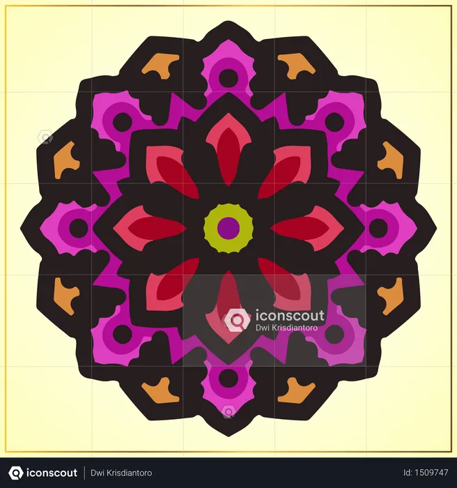 Art de mandala coloré avec élément de motifs floraux  Illustration