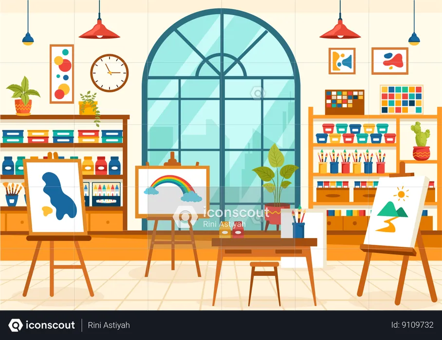 Art Store with Painting Supplies  Illustration