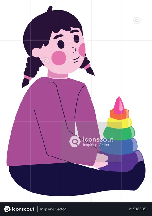 Little girl playing with toy  Illustration
