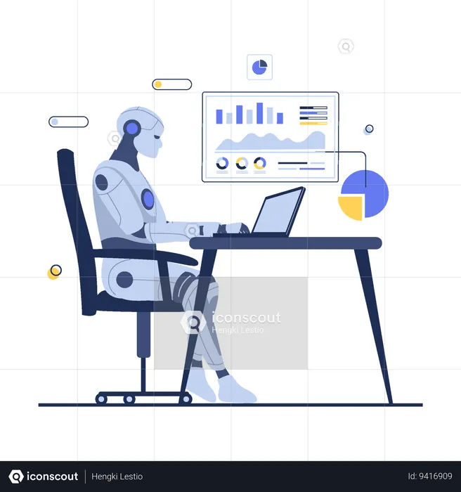 Artificial intelligence analyzes business  Illustration