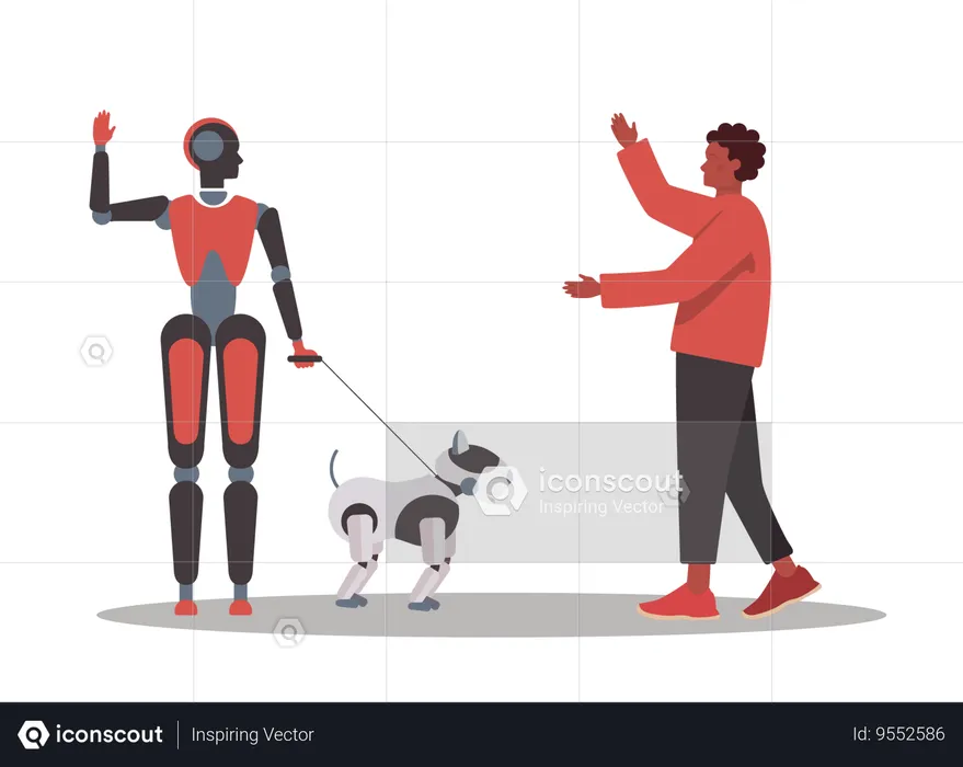 Artificial intelligence as part of human routine  Illustration