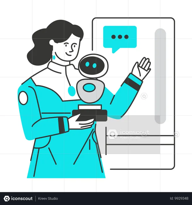 Artificial Intelligence bot answers client questions  Illustration