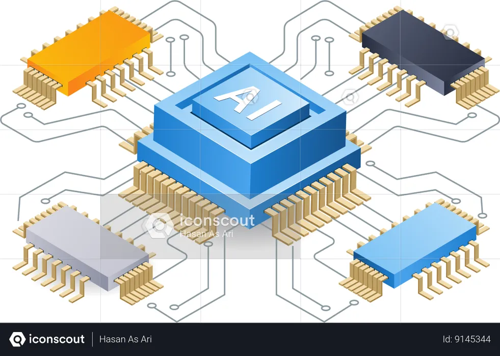 Artificial intelligence chip technology  Illustration