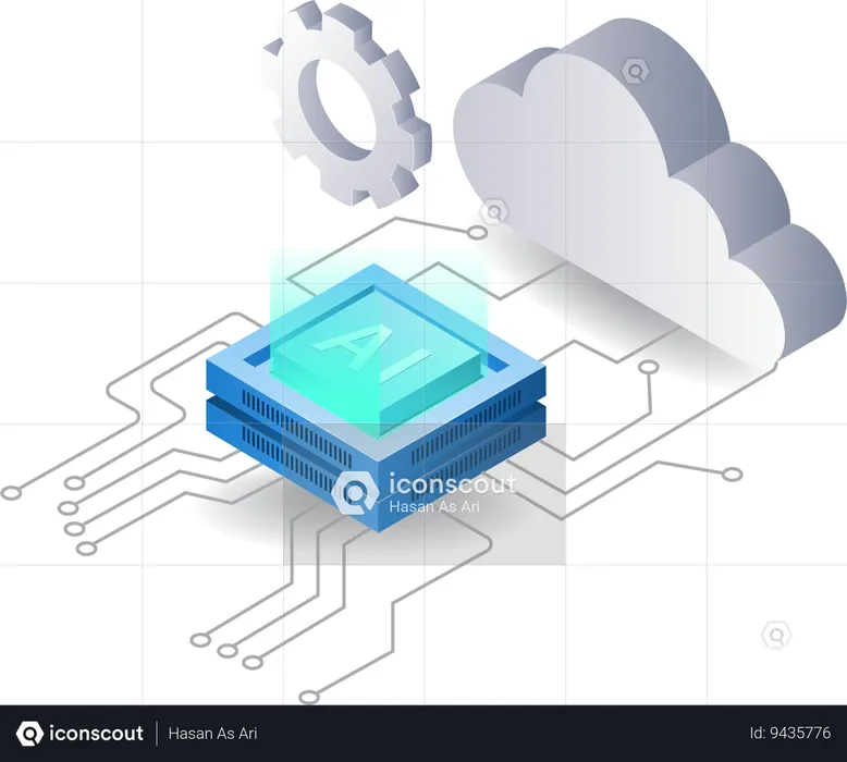 Artificial intelligence cloud network  Illustration