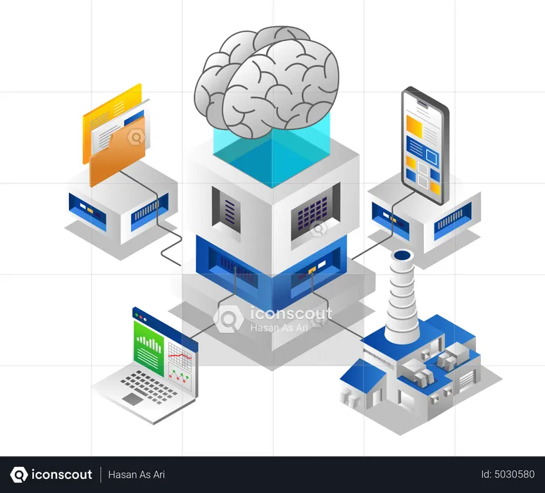 Artificial intelligence control multiple devices  Illustration
