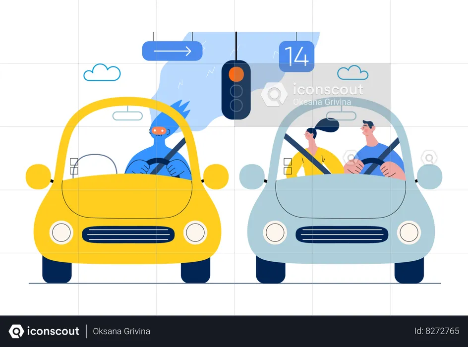 Artificial Intelligence Controlled Car  Illustration