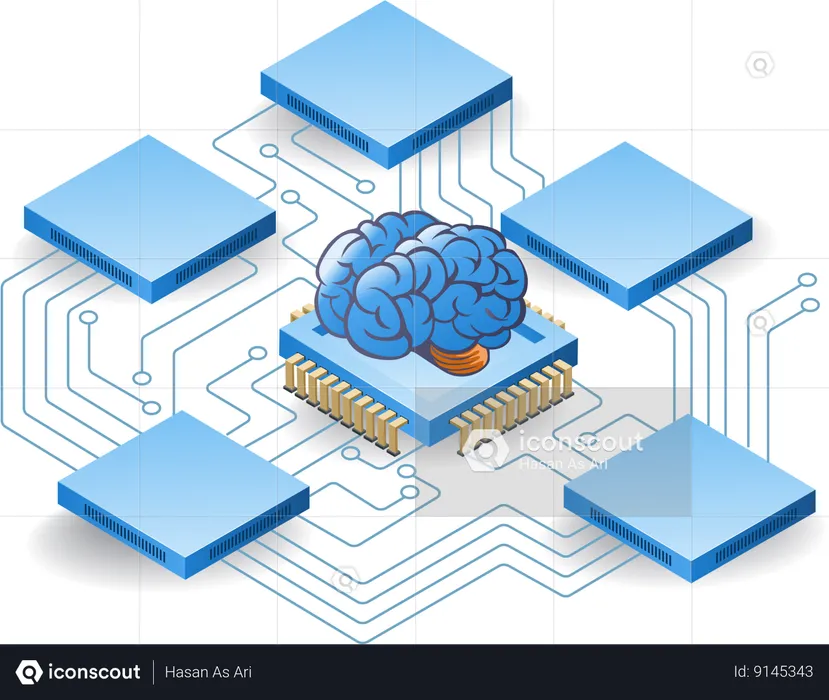 Artificial intelligence data server  Illustration