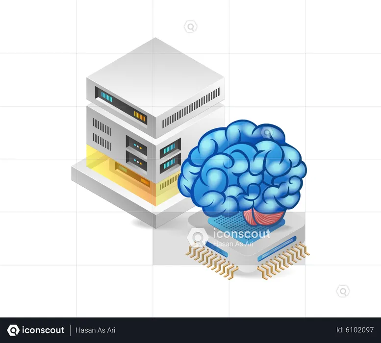 Artificial intelligence data server  Illustration