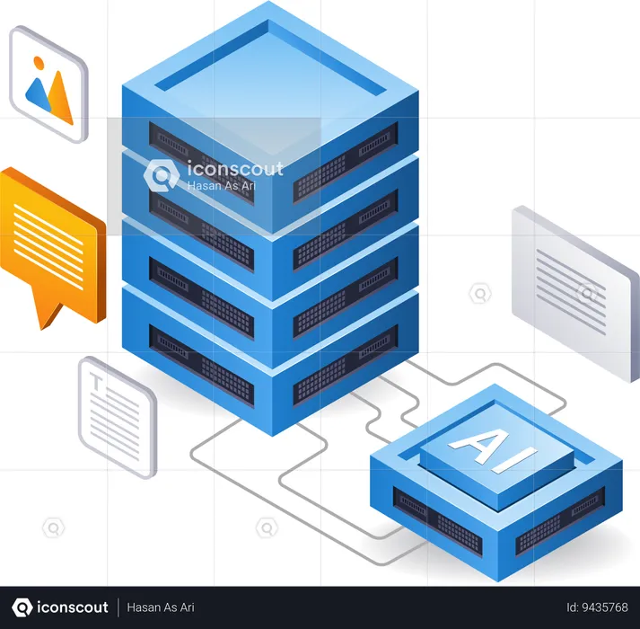 Artificial intelligence data server  Illustration