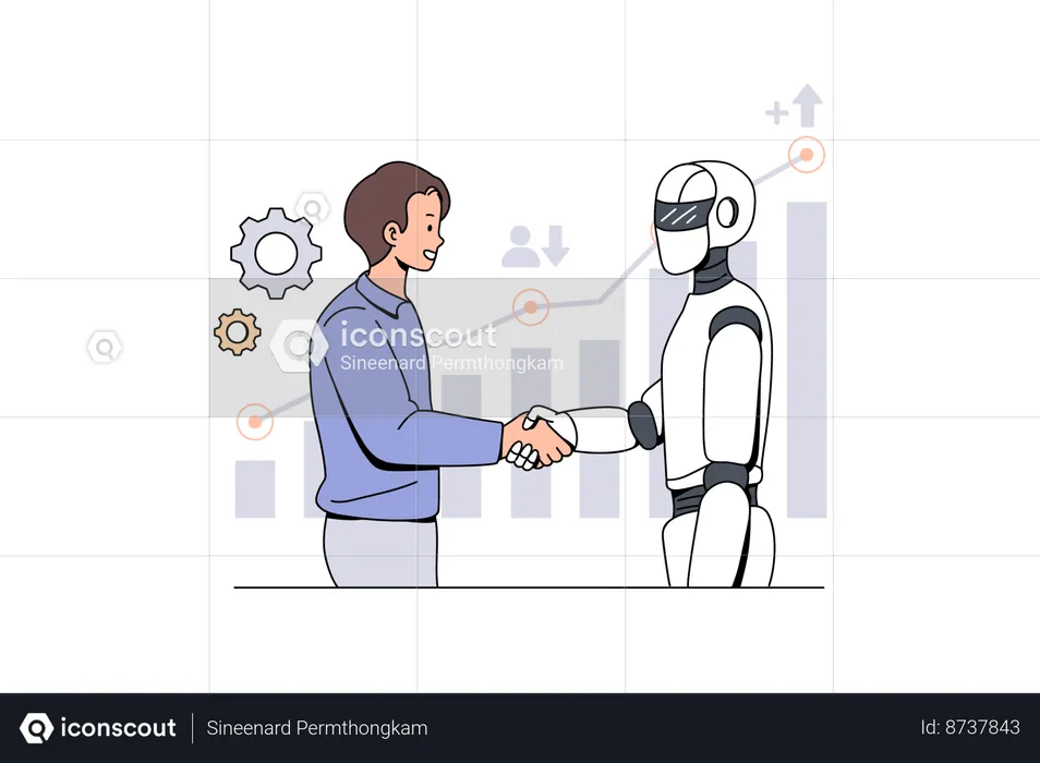 Artificial Intelligence Handshake  Illustration