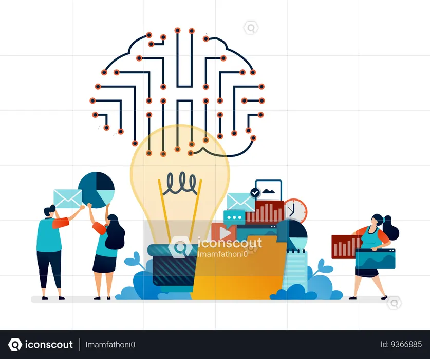 Artificial Intelligence Ideas In The Effectiveness Of Managing Document Files And Data In Database Folders  Illustration