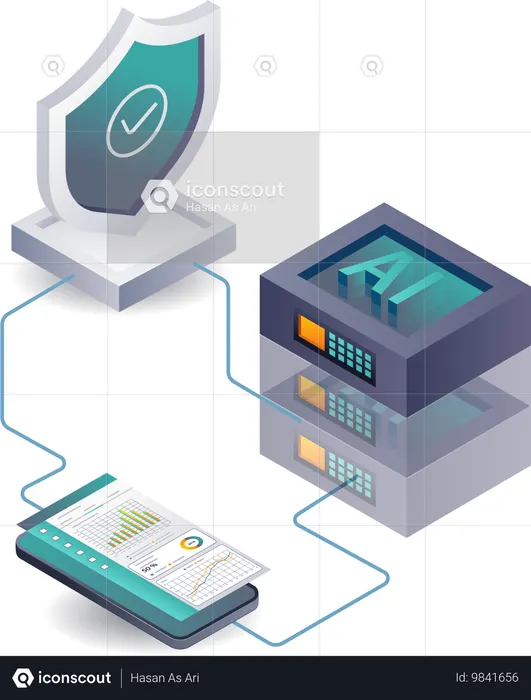 Artificial Intelligence in Data Server Security Analysis  Illustration