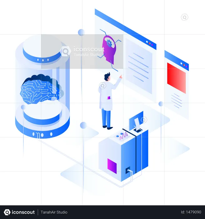 Artificial Intelligence Isometric  Illustration