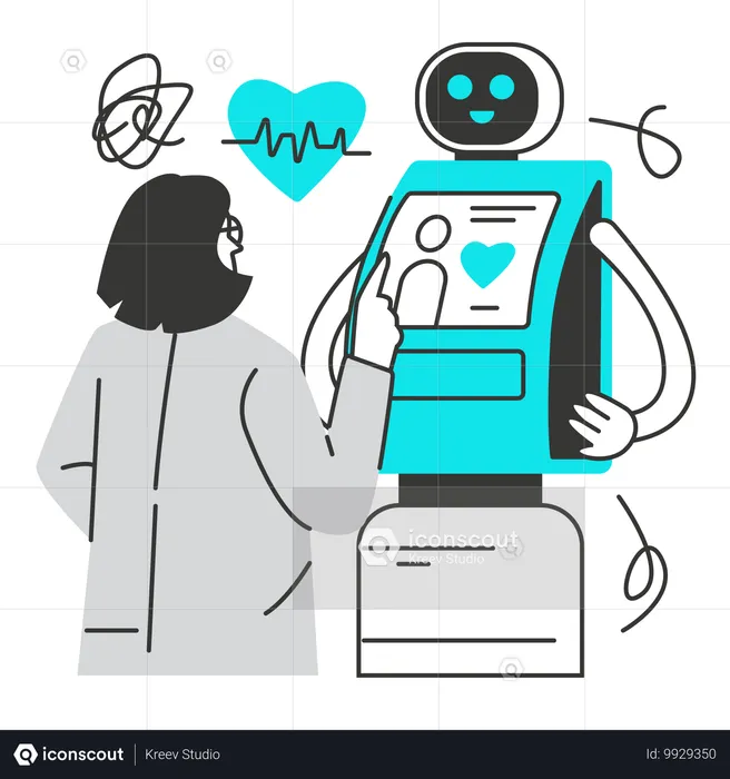 Artificial Intelligence need assistance from woman  Illustration