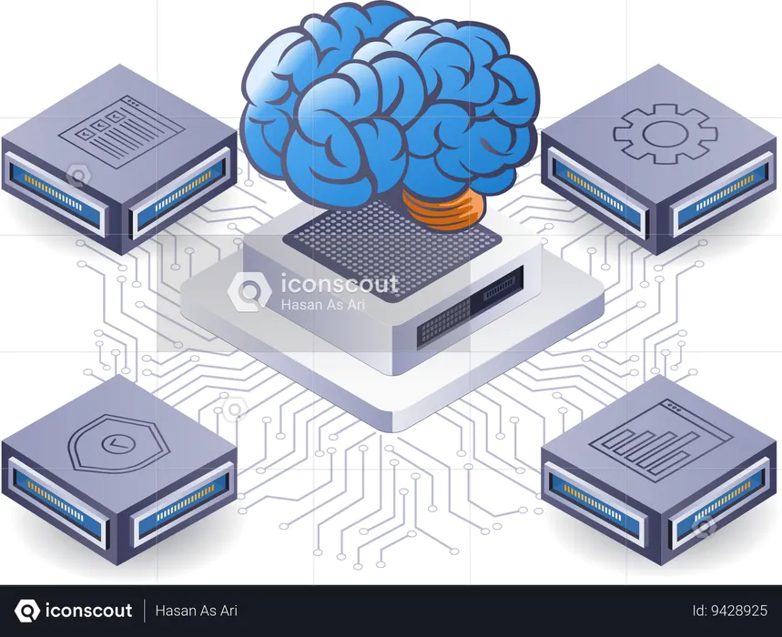 Artificial intelligence network business technology  Illustration
