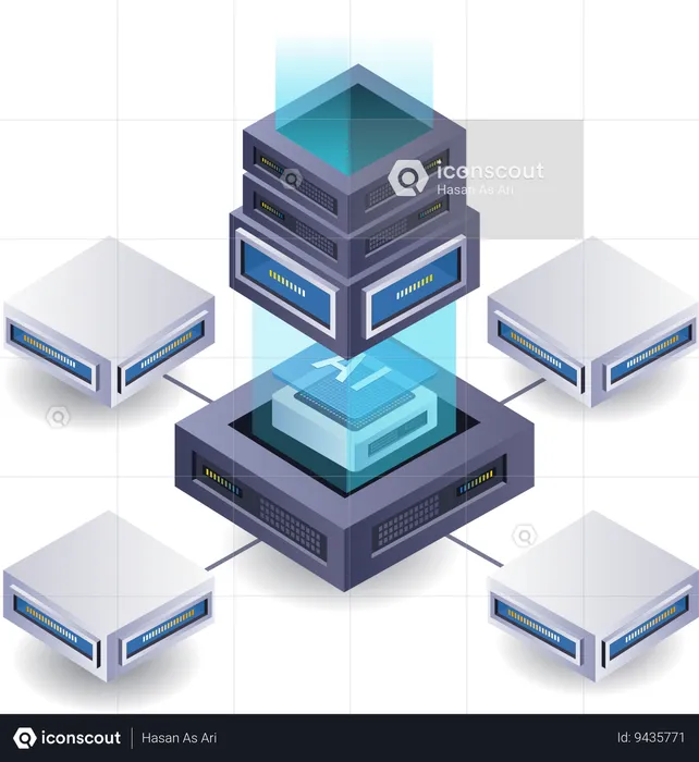 Artificial intelligence network server  Illustration