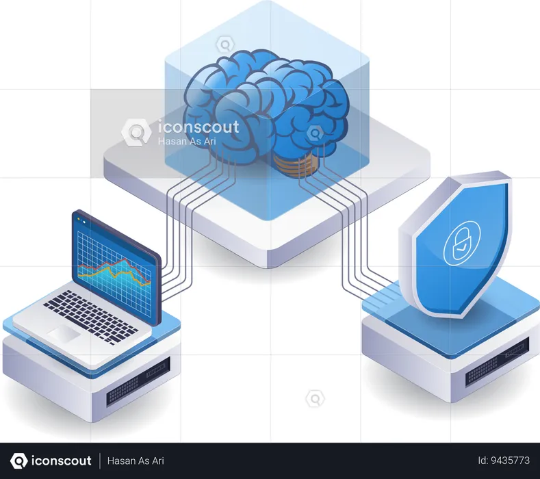 Artificial intelligence security analysis technology server  Illustration