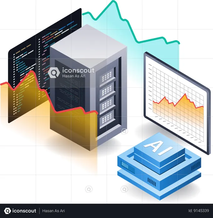 Artificial intelligence server data analysis  Illustration