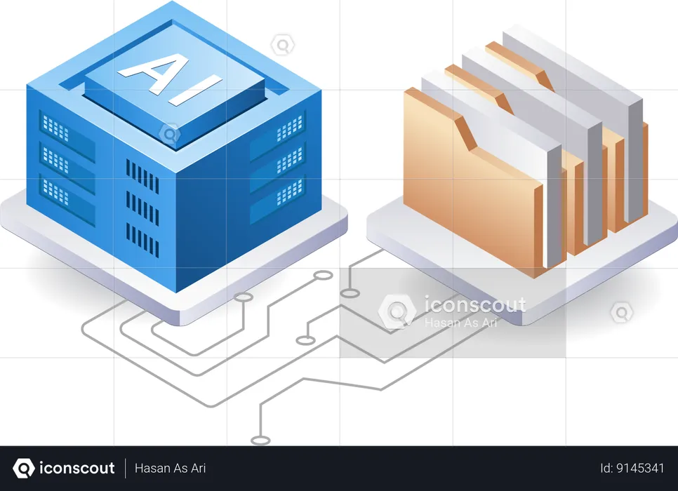 Artificial intelligence server data management  Illustration