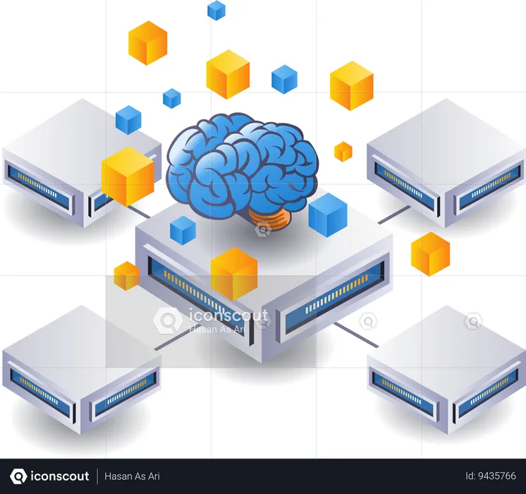 Artificial intelligence server network technology  Illustration