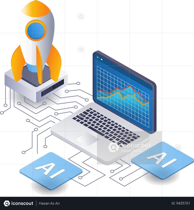 Artificial intelligence startup analysis data  Illustration