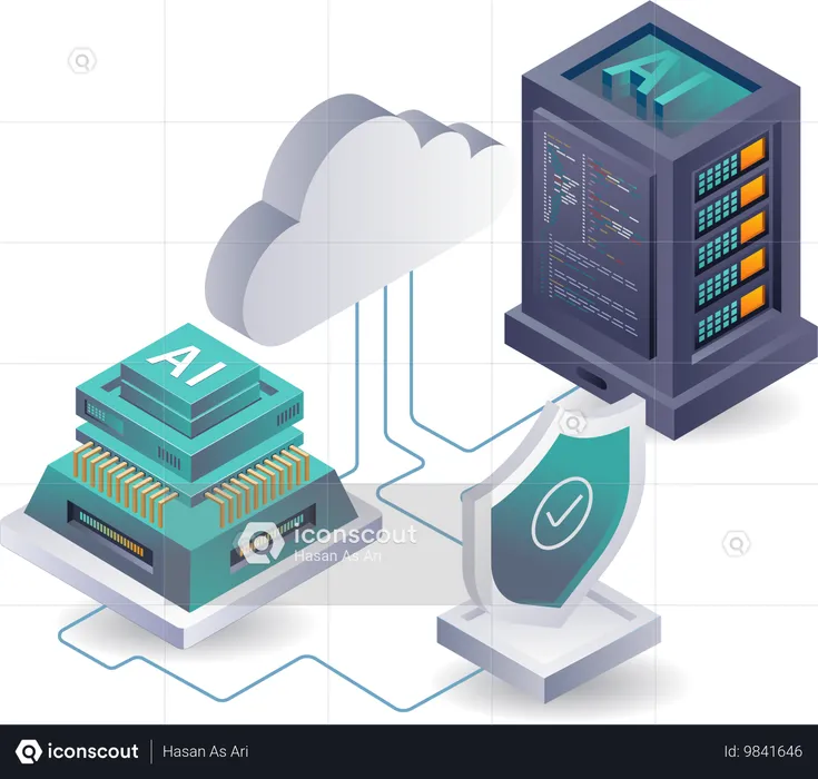 Artificial intelligence system for server data security analysis  Illustration