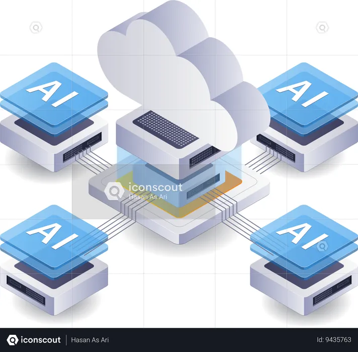 Artificial intelligence technology cloud server  Illustration