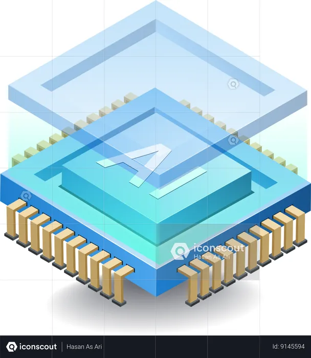 Artificial intelligence technology in chips  Illustration