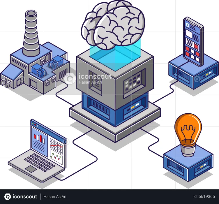 Artificial intelligence to help enterprise business  Illustration