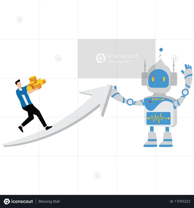 Artificial intelligence to help merchants grow or make more profit  Illustration
