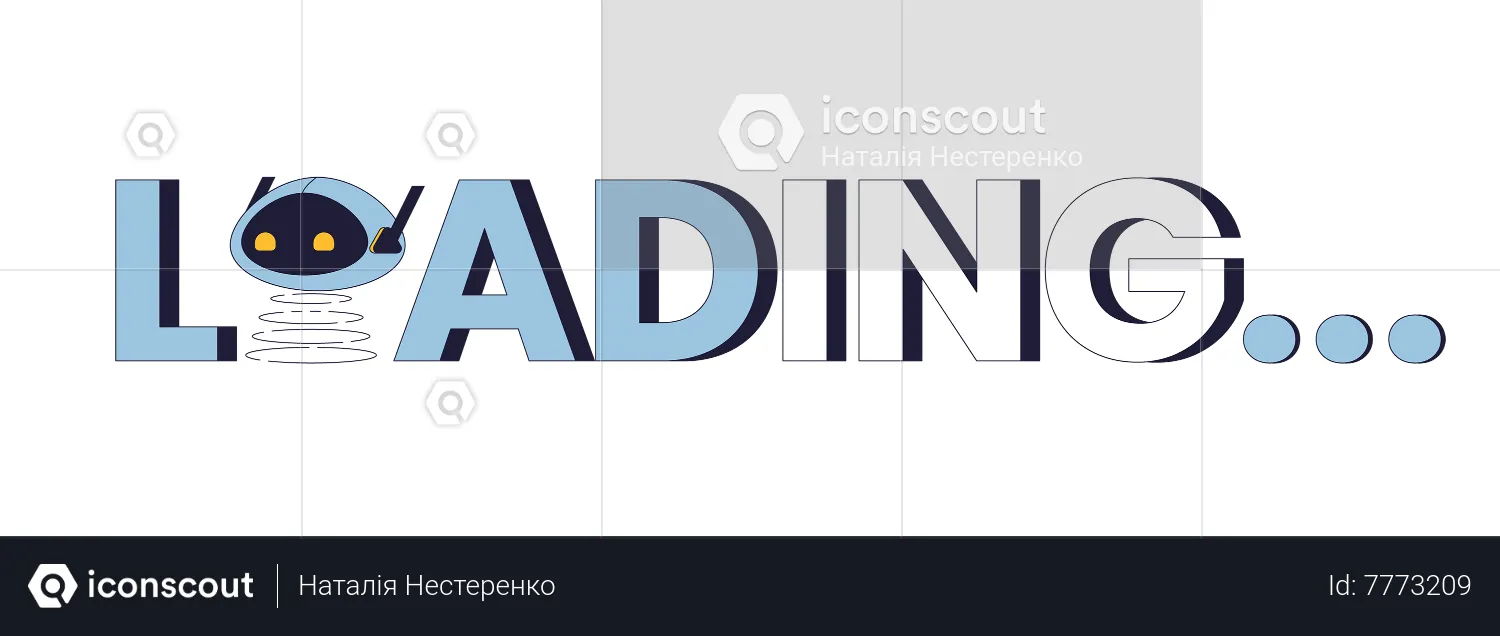 Artificial technologies robot head on spring loading text  Illustration