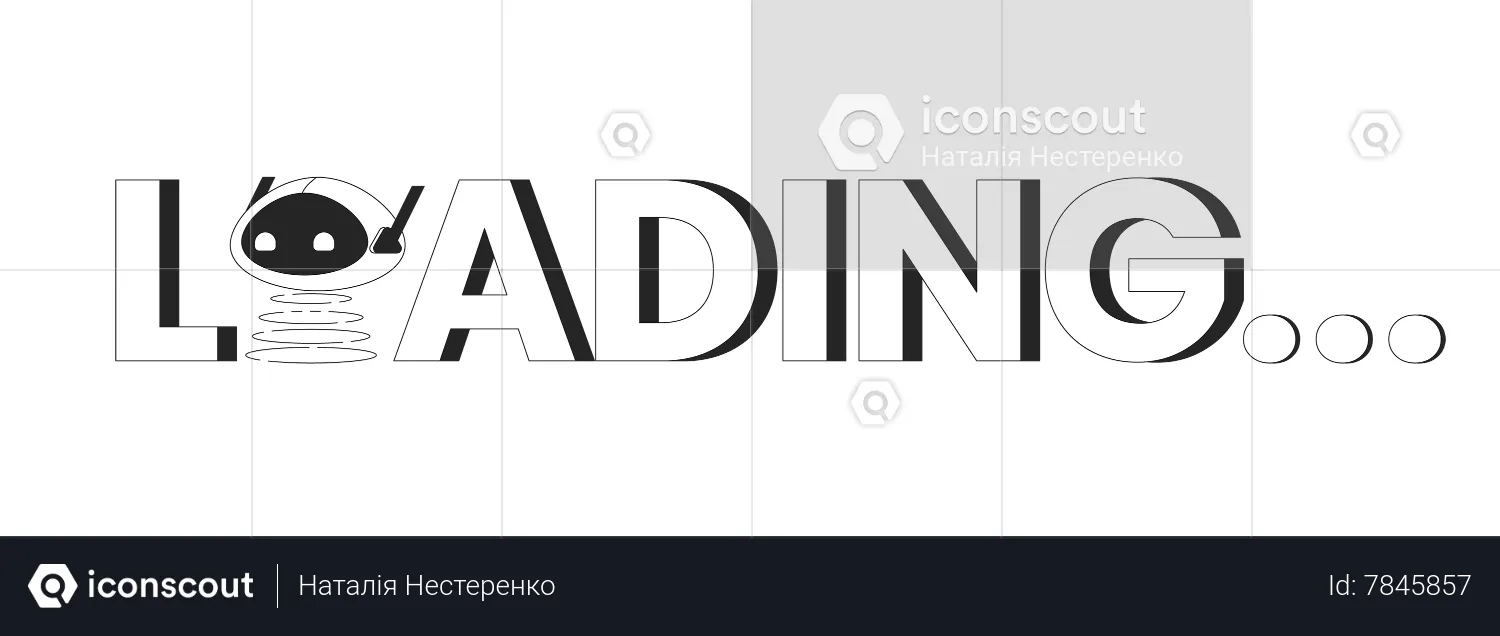 Artificial technologies robot on spring loading text  Illustration