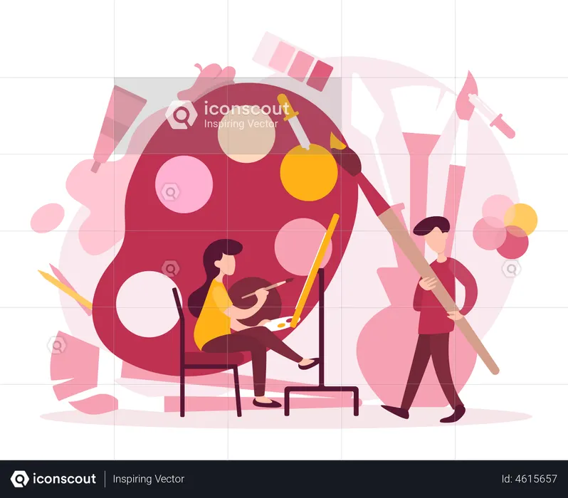 Artist painting  Illustration