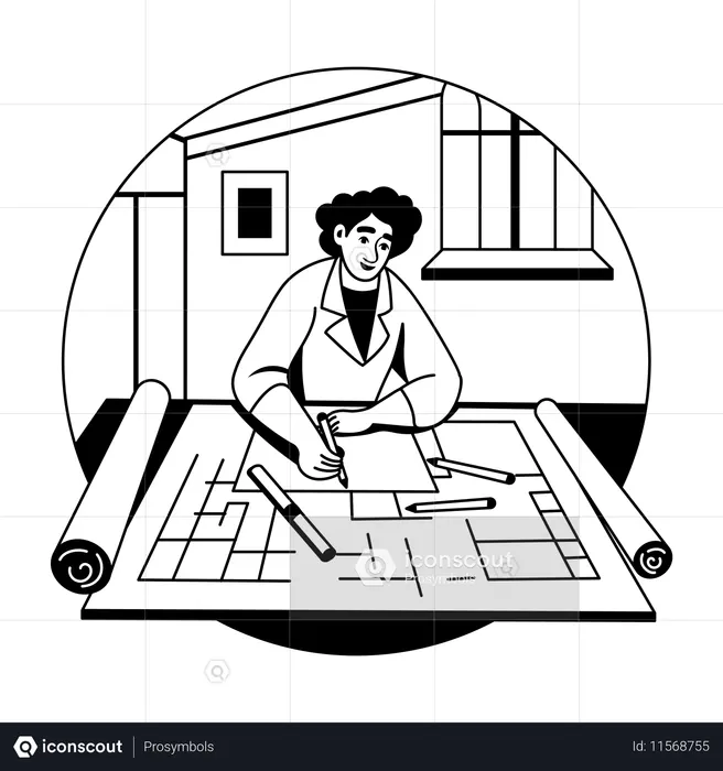 Artista fazendo rascunho em papel  Ilustração