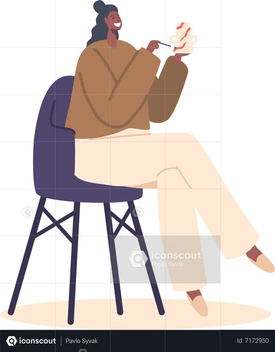 Artistic Woman Painting Clay Pot  Illustration