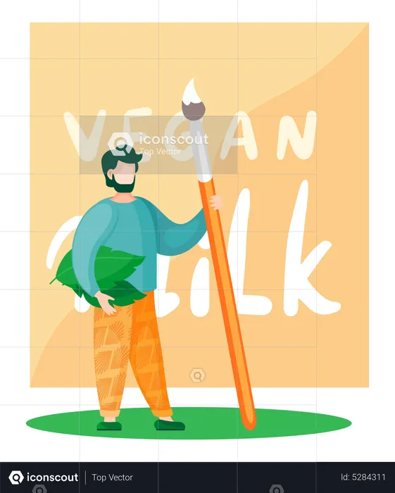 Artisting painting about vegan milk  Illustration
