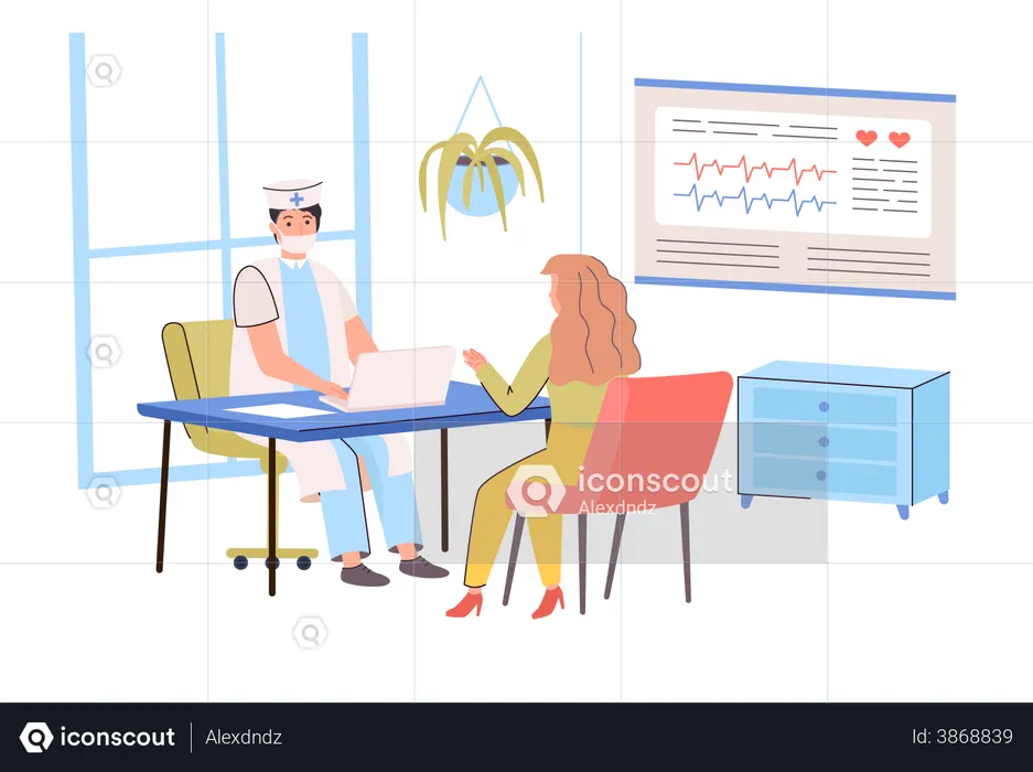 Arzt berät Patienten  Illustration