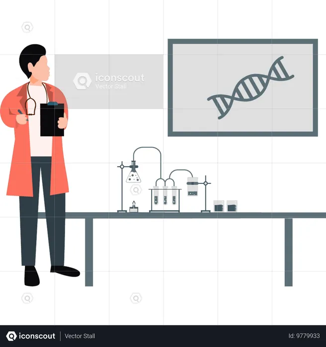 Arzt erstellt DNA-Berichte  Illustration