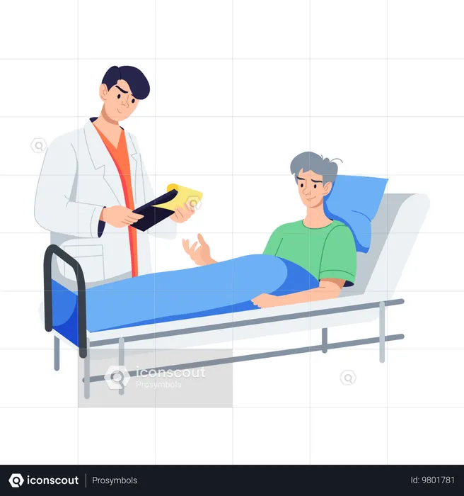 Arzt besucht Patienten zur Untersuchung  Illustration