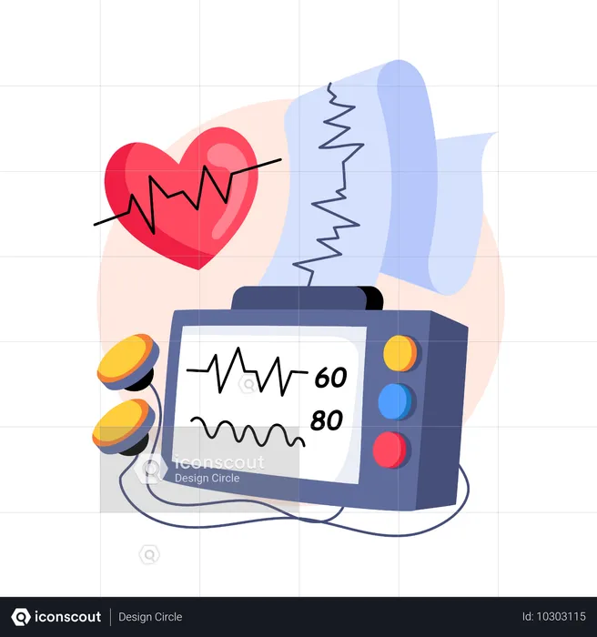 Blick des Arztes auf das EKG-Gerät  Illustration