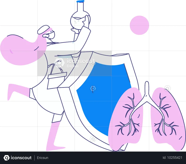 Arzt führt Labortest durch  Illustration