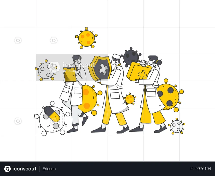 Ärzte im Kampf gegen Corona  Illustration